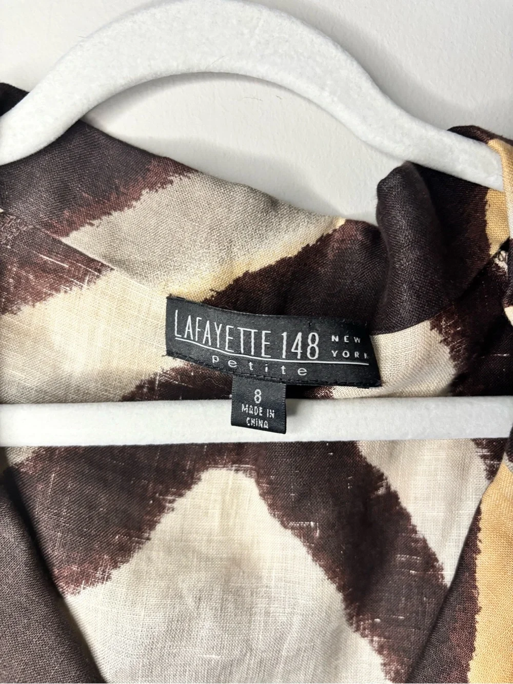 Lafayette 148 brown stripe animal print zebra linen button down shirt size 8 - Picture 3 of 5